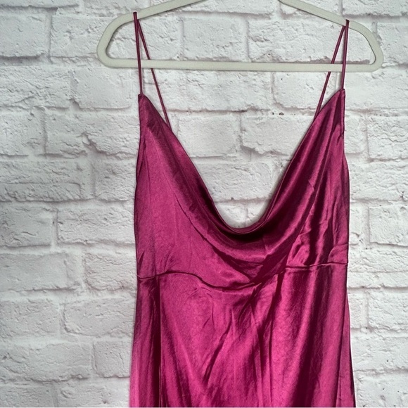 LIONESS Magenta Walk The Line Satin Midi Dress Size XXL - Picture 8 of 15